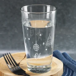 Trinkglas personalisiert mit Name und Weihnachts-Motiven | Geschenk zu Weihnachten | 300 ml
