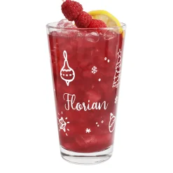 Trinkglas personalisiert mit Name und weihnachtlichen Ornamenten | Geschenk zu Weihnachten | 300 ml