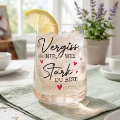 Trinkglas 'Vergiss nie, wie stark du bist!' als Geschenk für Freunde & Familie | 430 ml Glas