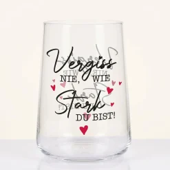 Trinkglas 'Vergiss nie, wie stark du bist!' als Geschenk für Freunde & Familie | 430 ml Glas