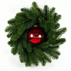 Türkranz & Wandschmuck mit gravierter Kugel 'Frohe Weihnachten' in Rot oder Weiß | Weihnachtsdeko