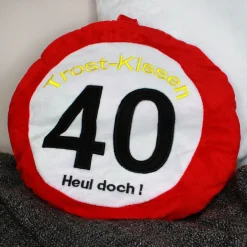 Trostkissen zum 40. Geburtstag - Heul doch! Lustiges Geschenk im Verkehrsschild Design