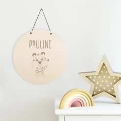 Türschild aus Holz mit Tiger-Motiv und Wunschname fürs Kinderzimmer