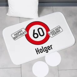 Türvorleger / Badematte zum Geburtstag mit Verkehrszeichen