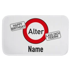 Türvorleger / Badematte zum Geburtstag mit Verkehrszeichen