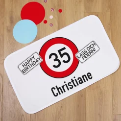 Türvorleger / Badematte zum Geburtstag mit Verkehrszeichen