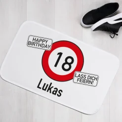 Türvorleger / Badematte zum Geburtstag mit Verkehrszeichen