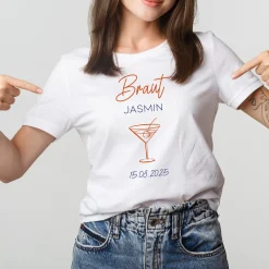 T-Shirt für den JGA | Personalisiert für Braut & Team Braut | Weiß