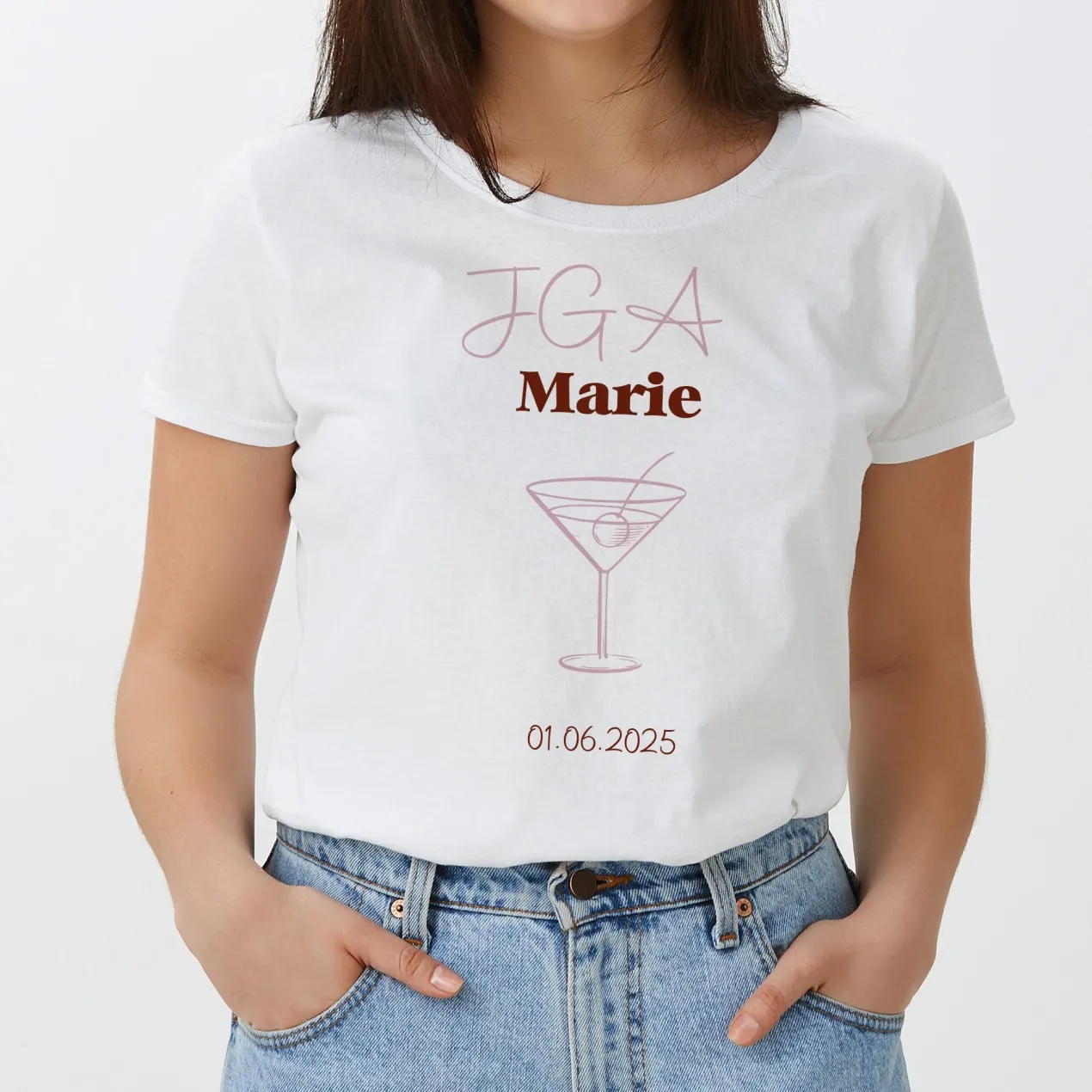 T-Shirt für den JGA | Personalisiert für Braut & Team Braut | Weiß