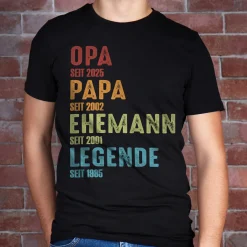 T-Shirt für Männer personalisierbar mit Jahreszahlen | Opa, Papa, Ehemann, Legende