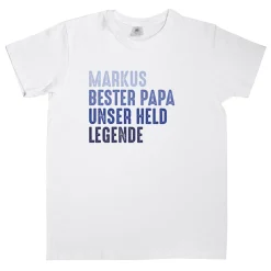 T-Shirt für Männer zum Vatertag, Geburtstag & Co. | personalisiert mit Wunschtext | Weiß