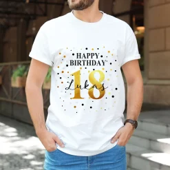 T-Shirt mit Geburtstags-Motiv personalisiert mit Alter & Name | Happy Birthday