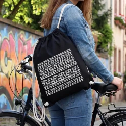 Turnbeutel 'Ich hasse Menschen' als lustiges Geschenk | BIO Rucksack mit versteckter Botschaft Schwarz