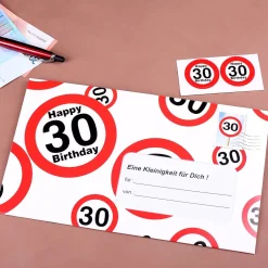 Umschlag für ein Geldgeschenk zum 30. Geburtstag