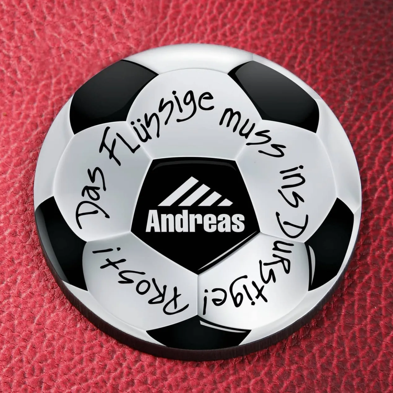 Untersetzer mit Fußballmotiv und Wunschnamen