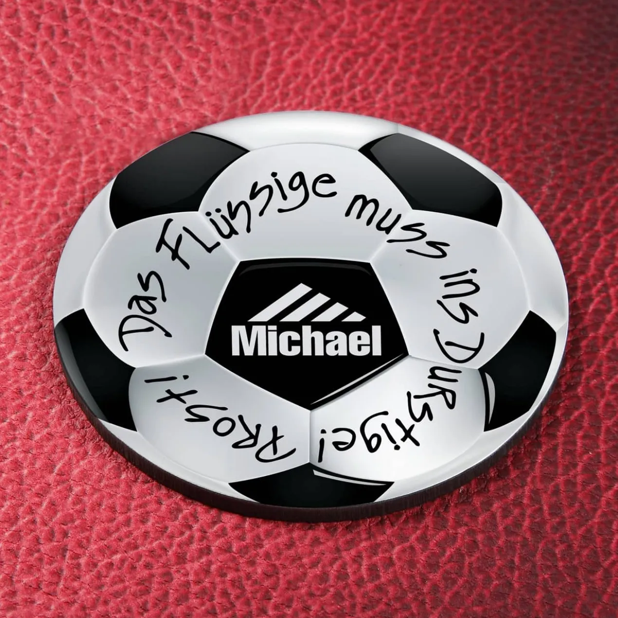 Untersetzer mit Fußballmotiv und Wunschnamen