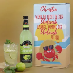 Urlaub in der Box - Caipi oder Sex on the Beach Set mit Ihrem Wunschnamen