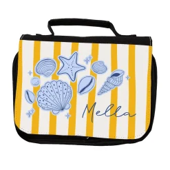 Urlaub Kulturbeutel personalisiert mit Name | Waschtasche zum Aufhängen mit Strand Motiv