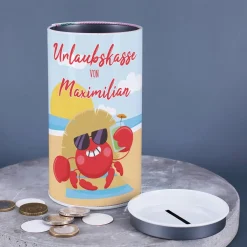 Urlaubskasse - Spardose mit Ihrem Wunschnamen