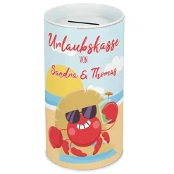 Urlaubskasse - Spardose mit Ihrem Wunschnamen