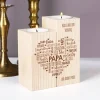 Vatertagsgeschenk - Teelichthalter aus Holz mit graviertem Herz & Wunschtext