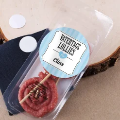 Vatertagssnack Mini Salamiherzen oder Lollies mit Name auf dem Etikett