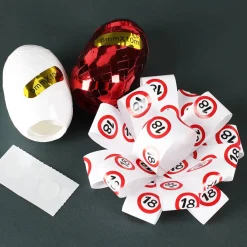Verpackungs-Schleifen/Band-Set mit Verkehrszeichen in rot/weiß