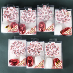 Verpackungs-Schleifen/Band-Set mit Verkehrszeichen in rot/weiß