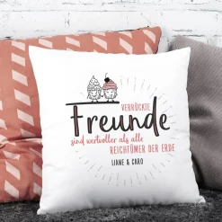 Verrückte Freunde - Kissen mit Wunschtext