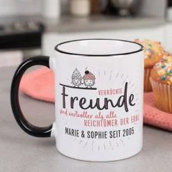 Verrückte Freunde - Tasse mit Wunschtext für beste Freundinnen & Freunde