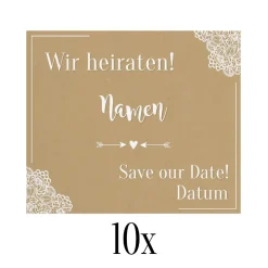 10 Vintage Magnete - Save our Date - mit Namen und Datum