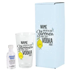 Vodka-Geschenkset mit Trinkglas und Absolut Vodka in Geschenkverpackung