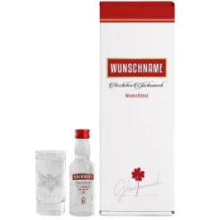 Vodka Smirnoff mit graviertem Vodkaglas in bedruckter Geschenkbox mit Glückwunschtext