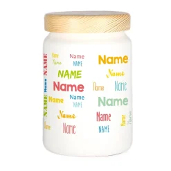 Vorratsdose mit Ihrem Wunschnamen in verschiedenen Schriftarten