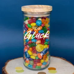 Vorratsglas 'Glück im Glas' mit Name personalisiert | Vorratsdose als Glücksbringer Geschenk für Küche