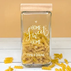 Vorratsglas Home Sweet Home mit Bambusdeckel | Einzugsgeschenk mit Namen personalisiert