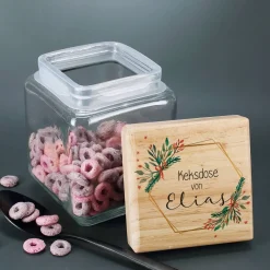 Vorratsglas in 4 Größen mit Name, Wunschtext und weihnachtlichen Aufdruck