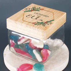 Vorratsglas in 4 Größen mit Name, Wunschtext und weihnachtlichen Aufdruck