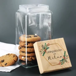 Vorratsglas in 4 Größen mit Name, Wunschtext und weihnachtlichen Aufdruck