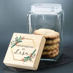Vorratsglas in 4 Größen mit Name, Wunschtext und weihnachtlichen Aufdruck
