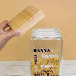 Vorratsglas mit Bambusdeckel & Name personalisiert als Geldgeschenk | Keksdose für Naschkatzen