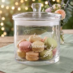 Vorratsglas mit Gravur zur Hochzeit | Personalisiertes Hochzeitsgeschenk Glasdose mit Deckel