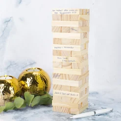 Wackelturm als Gästebuch zur Hochzeit mit persönlicher Holzbox