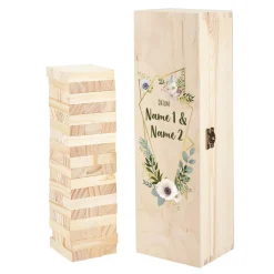 Wackelturm als Gästebuch zur Hochzeit mit bedruckter Holzbox