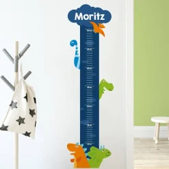 Wandtattoo Messlatte Dinosaurier - mit Namensaufdruck