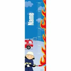 Wandtattoo Messlatte mit Feuerwehrmotiv und Namensaufdruck