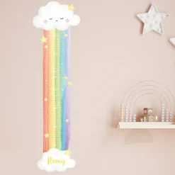 Wandtattoo Messlatte Regenbogen mit Namensaufdruck für Kinderzimmer
