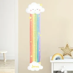 Wandtattoo Messlatte Regenbogen mit Namensaufdruck für Kinderzimmer
