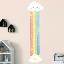 Wandtattoo Messlatte Regenbogen mit Namensaufdruck für Kinderzimmer