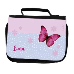 Waschtasche mit Schmetterling und Name